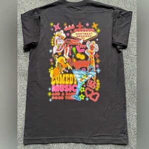 Black Graphic T-Shirt with Neon Vegas Design A-94